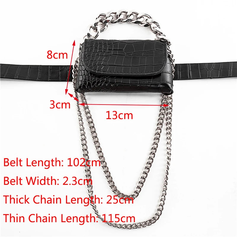 Women's Crocodile Waist Bag Fanny Pack Crossbody Chain Hand Bag