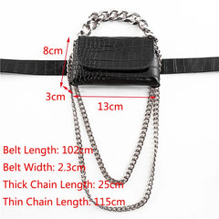 Women's Crocodile Waist Bag Fanny Pack Crossbody Chain Hand Bag