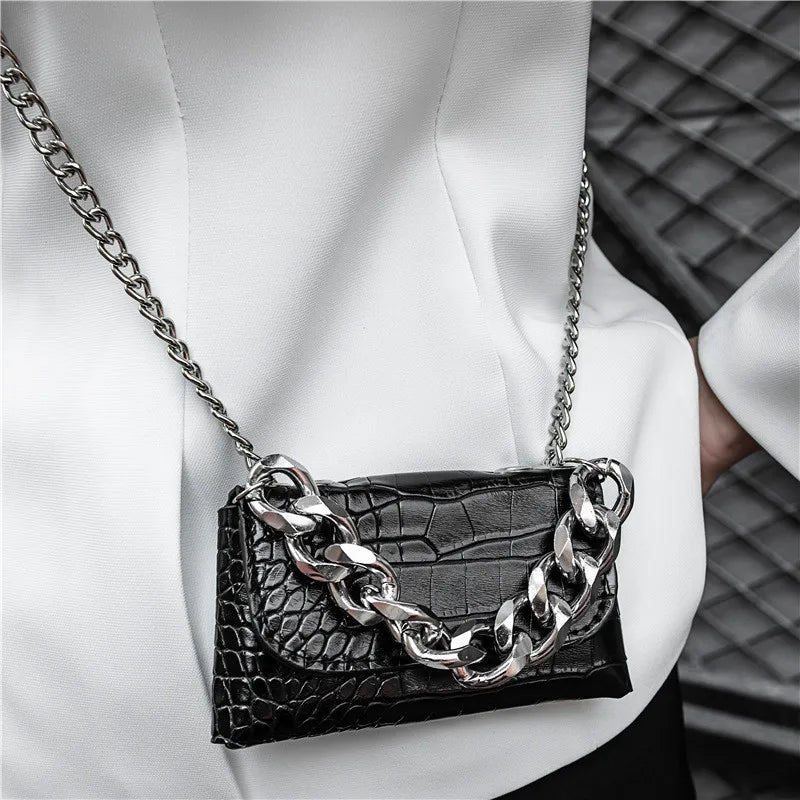 Women's Crocodile Waist Bag Fanny Pack Crossbody Chain Hand Bag