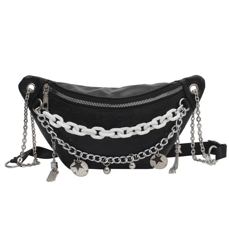 Women's Chain Waist Bag Leather Belt Bags Lady Fanny Pack