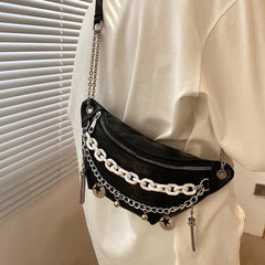 Women's Chain Waist Bag Leather Belt Bags Lady Fanny Pack