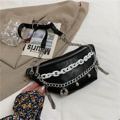 Women's Chain Waist Bag Leather Belt Bags Lady Fanny Pack