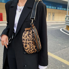 Leopard Print Canvas Waist Bag Chest Pack Fanny Pack