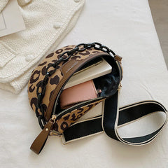Leopard Print Canvas Waist Bag Chest Pack Fanny Pack