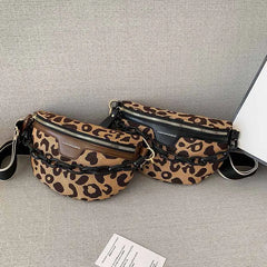 Leopard Print Canvas Waist Bag Chest Pack Fanny Pack