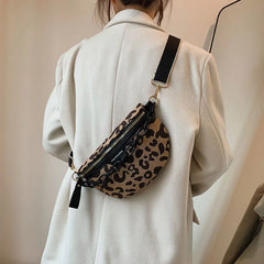 Leopard Print Canvas Waist Bag Chest Pack Fanny Pack