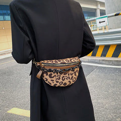 Leopard Print Canvas Waist Bag Chest Pack Fanny Pack