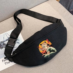 Japan Cat Print Waist Bag for Women
