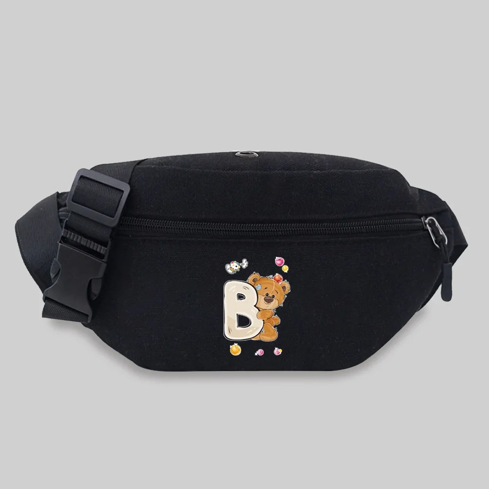 Bear Letter Series Waist Bag Outdoor Sport Crossbody Bag