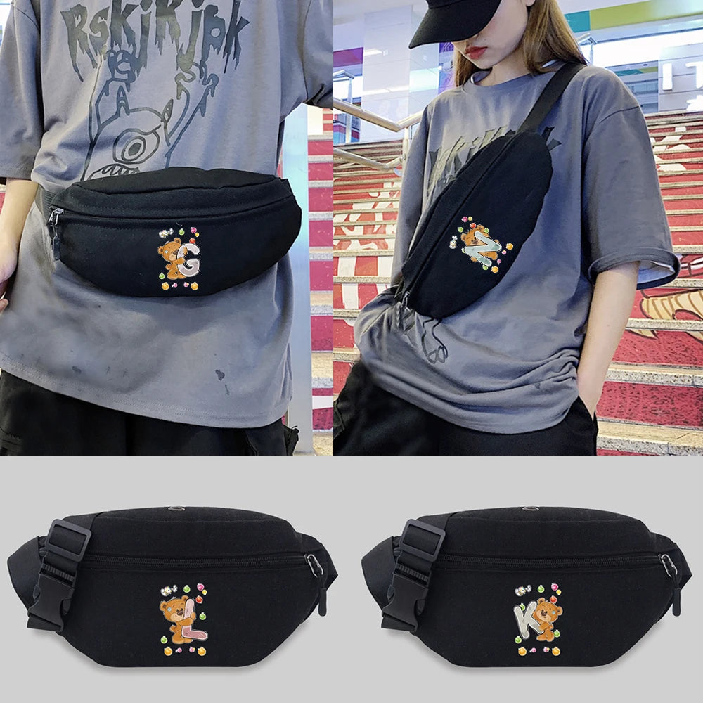 Bear Letter Series Waist Bag Outdoor Sport Crossbody Bag