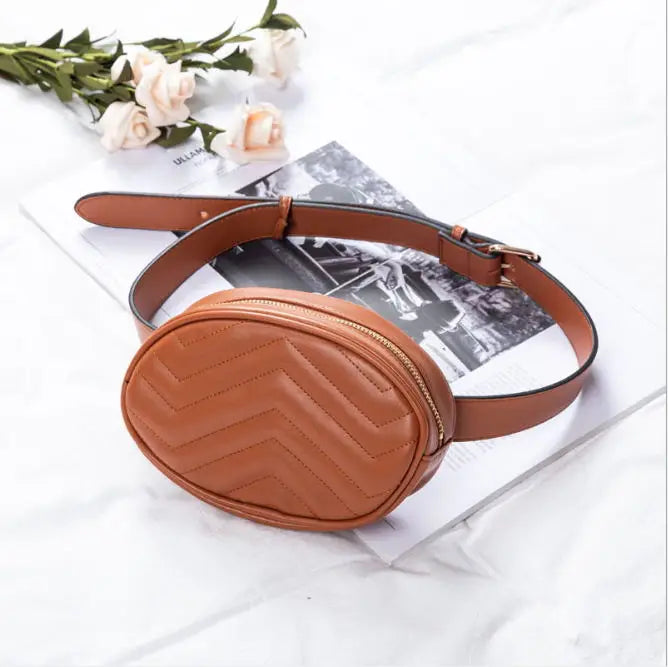 Women's Waterprf Waist Bag PU Fanny Pack Solid Shoulder Belt Bags