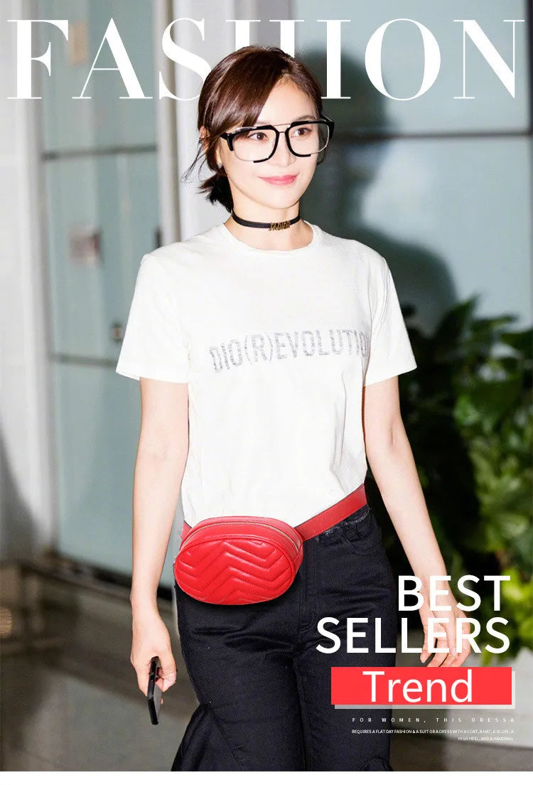 Women's Waterprf Waist Bag PU Fanny Pack Solid Shoulder Belt Bags