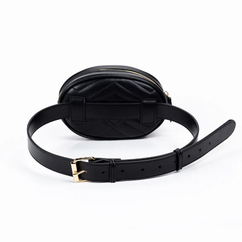 Women's Waterprf Waist Bag PU Fanny Pack Solid Shoulder Belt Bags