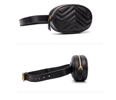 Women's Waterprf Waist Bag PU Fanny Pack Solid Shoulder Belt Bags