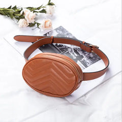 Women's Waterprf Waist Bag PU Fanny Pack Solid Shoulder Belt Bags