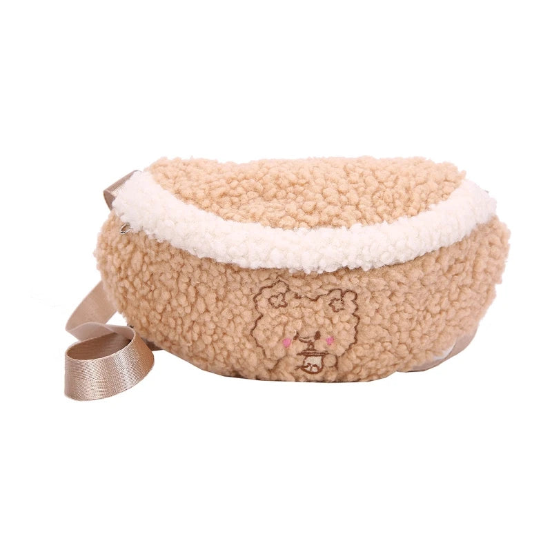 Plush Waist Bag Purse Winter Crossbody Chest Pack for Girls