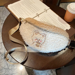 Plush Waist Bag Purse Winter Crossbody Chest Pack for Girls