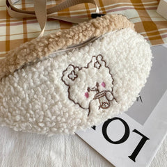 Plush Waist Bag Purse Winter Crossbody Chest Pack for Girls