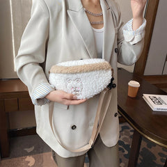 Plush Waist Bag Purse Winter Crossbody Chest Pack for Girls