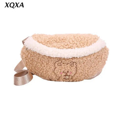 Plush Waist Bag Purse Winter Crossbody Chest Pack for Girls