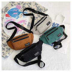 Canvas Waist Bag for Women Shoulder Crossbody Fanny Pack Phone Chest Bag