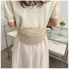 Straw Woven Waist Bag for Women Summer Fanny Pack Phone Crossbody Chest Bag