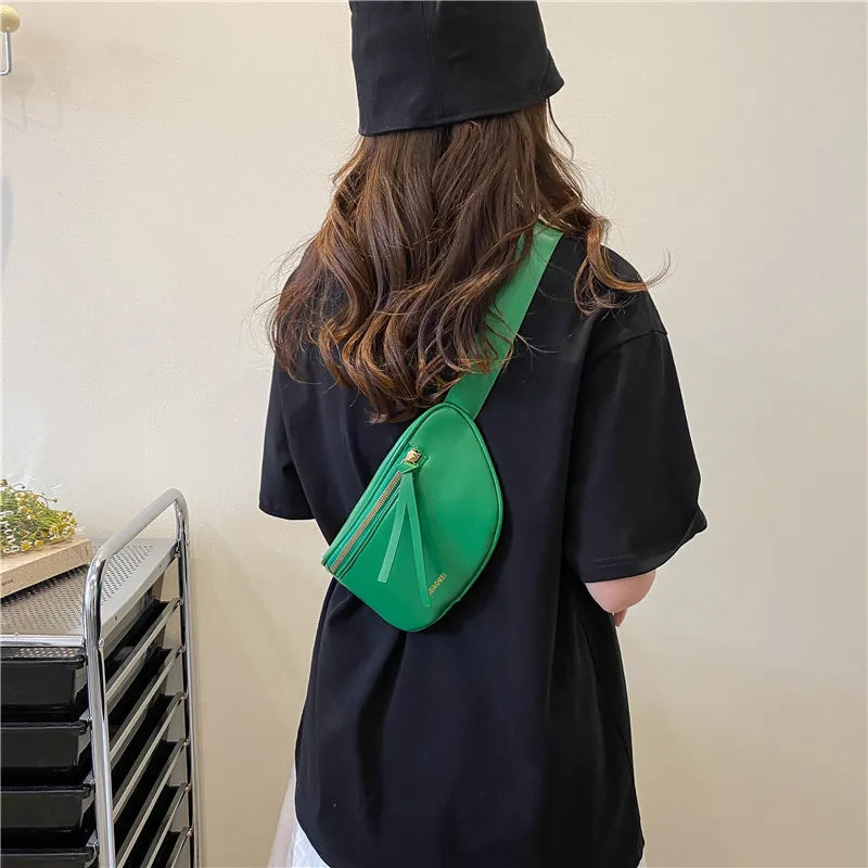 Women's Waist Bags Summer Small Chest Bag Solid Green