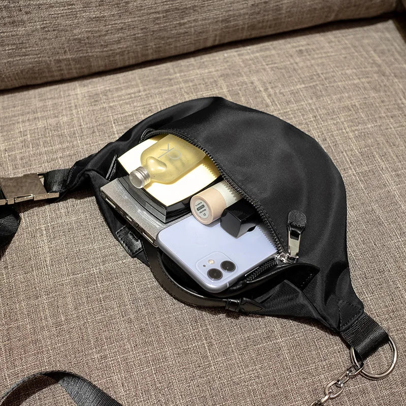 Women's Waist Bags Cross Body Purse Big Capacity Nylon Metal Buckle Bag