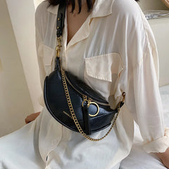 Women's Crossbody Waist Pack with Chain Strap Satchel Bag