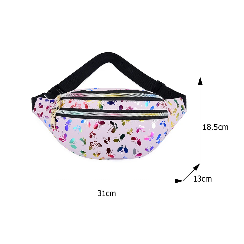 Women's Butterfly Print Waist Pack Crossbody Bag