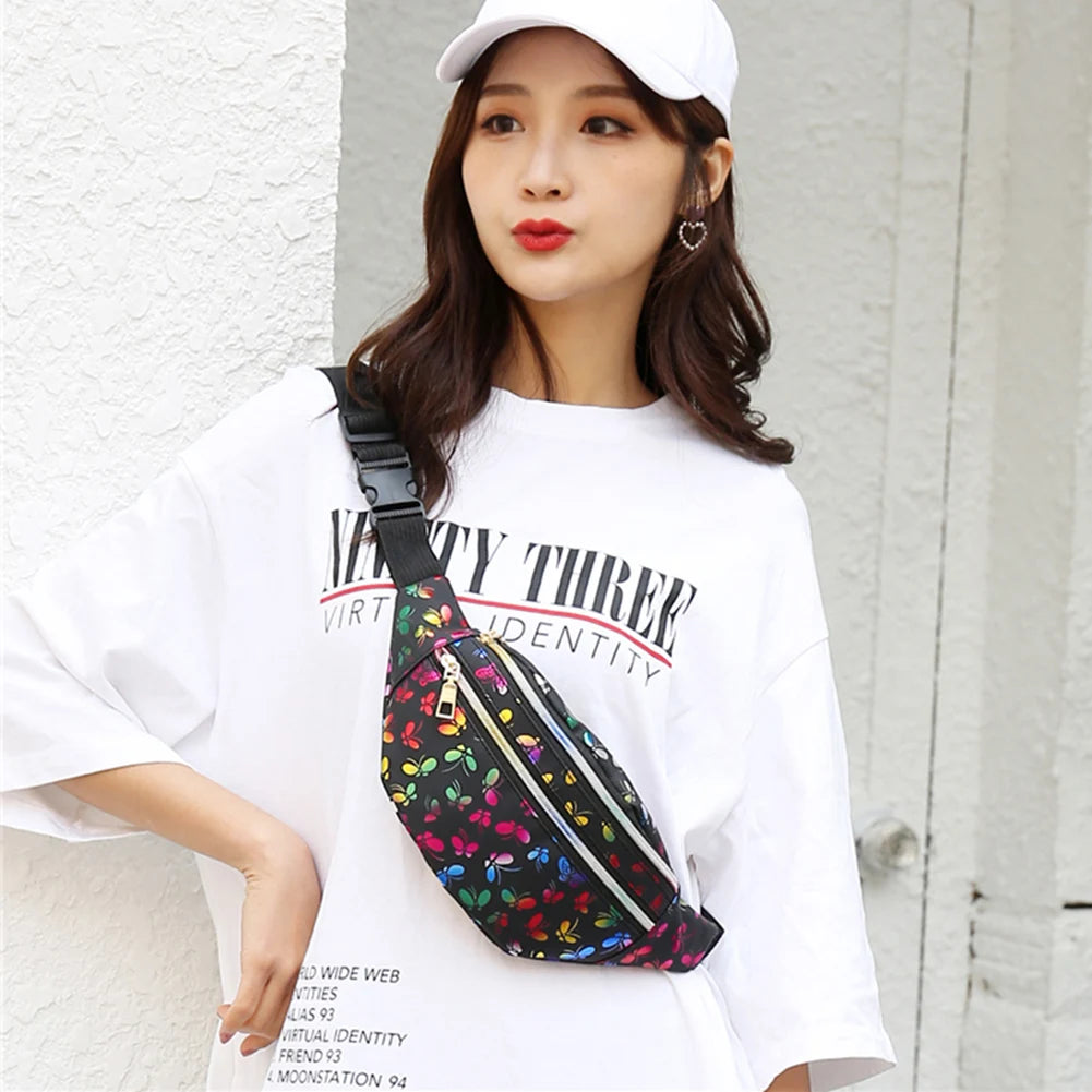 Women's Butterfly Print Waist Pack Crossbody Bag