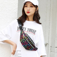 Women's Butterfly Print Waist Pack Crossbody Bag
