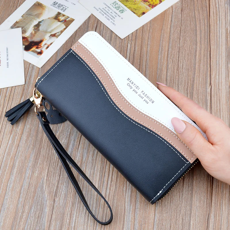 Women's Long Zipper Tassel Wallet Clutch Large Capacity Purse Phone Bag