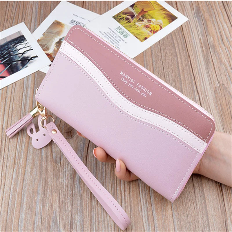 Women's Long Zipper Tassel Wallet Clutch Large Capacity Purse Phone Bag