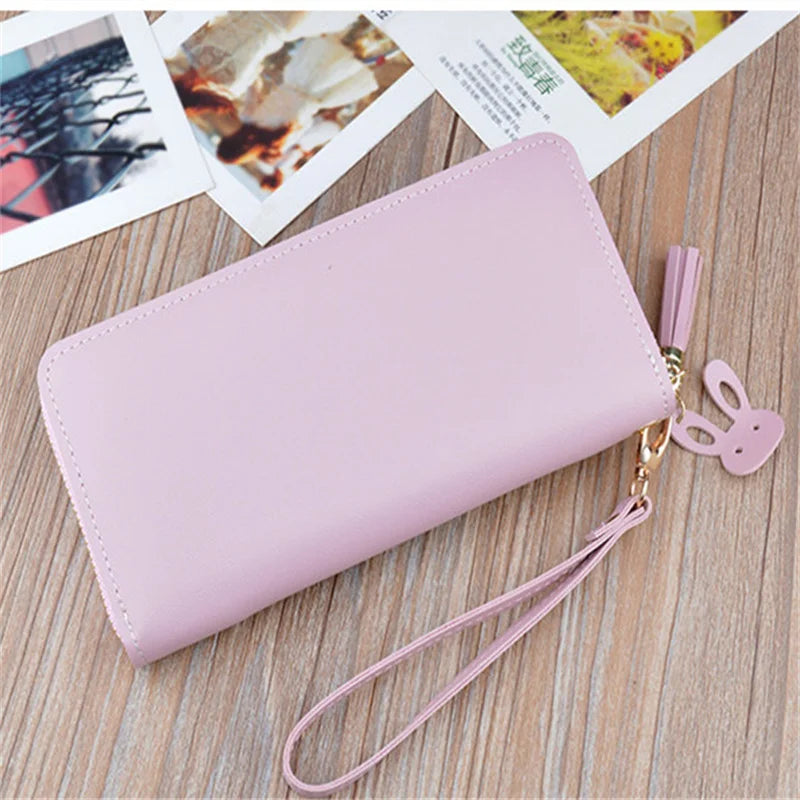 Women's Long Zipper Tassel Wallet Clutch Large Capacity Purse Phone Bag