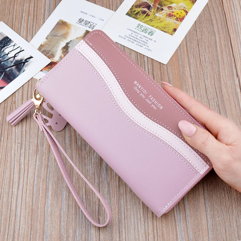 Women's Long Zipper Tassel Wallet Clutch Large Capacity Purse Phone Bag