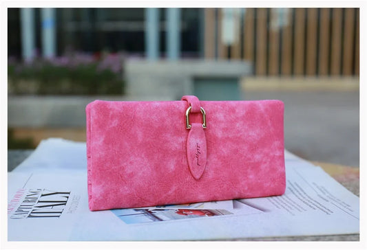 Women's Long Wallet with Frosted Buckle