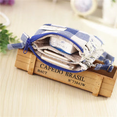 Women's Cotton Wallets Floral Plaid Phone Purses Coin Pouches Shoulder Bags