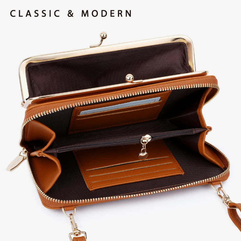 Women's Rhombus Plaid Embroidered Slash Shoulder Bag