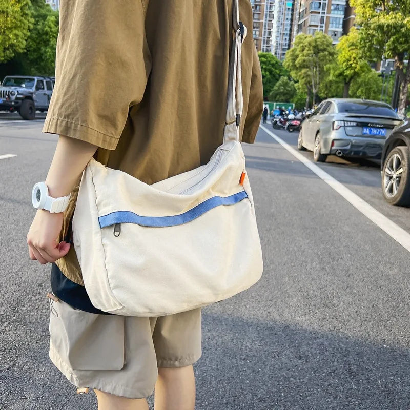 Women's Washed Canvas Messenger Bag Harajuku Artistic Shoulder Bags
