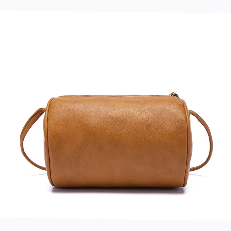 Women's Zipper Pockets Crossbody Bag Retro Oil Wax Leather Handbag