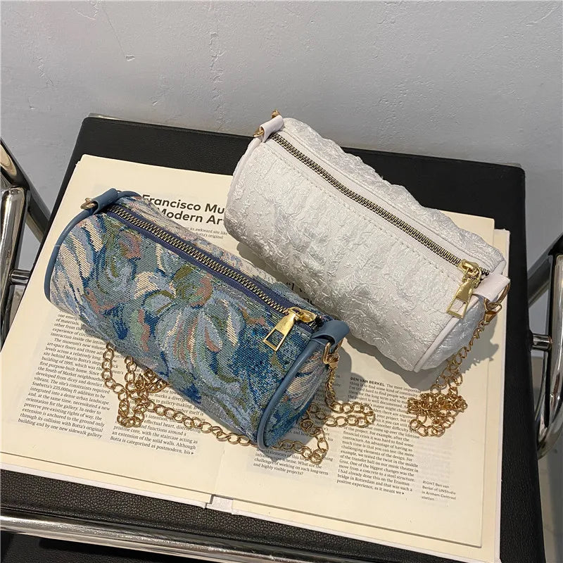 Women's Cotton Chain Messenger Bag Shoulder Armpit Bag