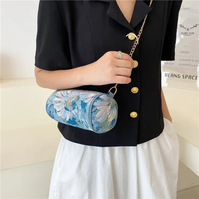 Women's Cotton Chain Messenger Bag Shoulder Armpit Bag