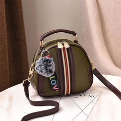 Stripes Shoulder Bag with Hair Ball - Women's Wild Messenger Bag