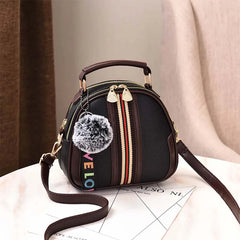 Stripes Shoulder Bag with Hair Ball - Women's Wild Messenger Bag
