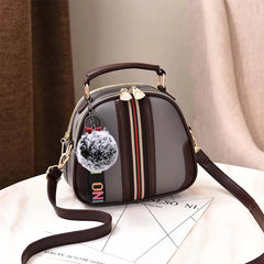 Stripes Shoulder Bag with Hair Ball - Women's Wild Messenger Bag