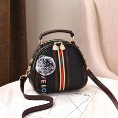 Stripes Shoulder Bag with Hair Ball - Women's Wild Messenger Bag