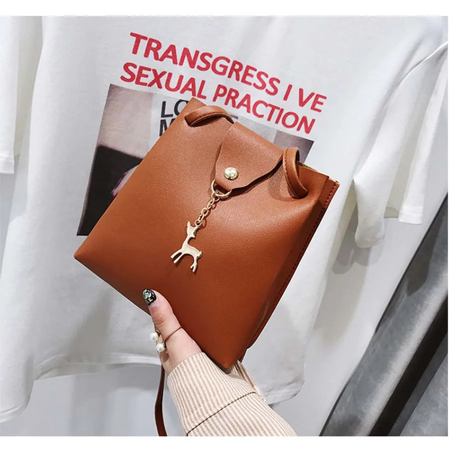 Women's Deer Bucket Bag One Shoulder Diagonal Bag Mobile Phone Female Bag
