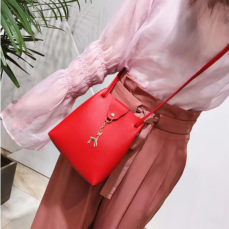 Women's Deer Bucket Bag One Shoulder Diagonal Bag Mobile Phone Female Bag