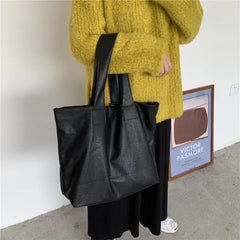 PU Leather Shoulder Bag for Women Large Capacity Tote Handbag